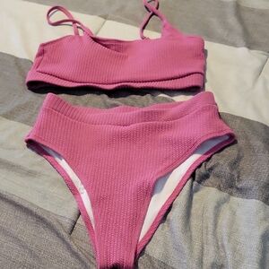 Unk Pink Ribbed Bikini Set